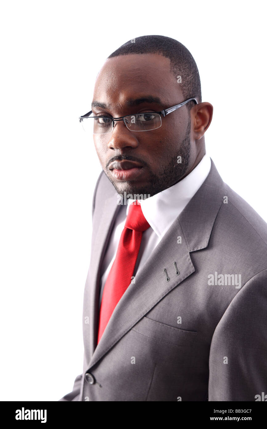 Black Businessman in Grey Suit Stock Photo