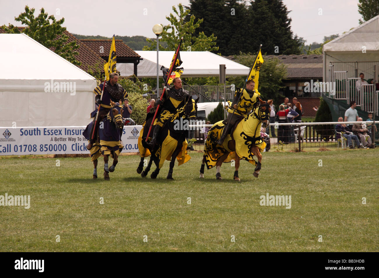 Horses being used for jousting at the nottinghamshire show Stock Photo
