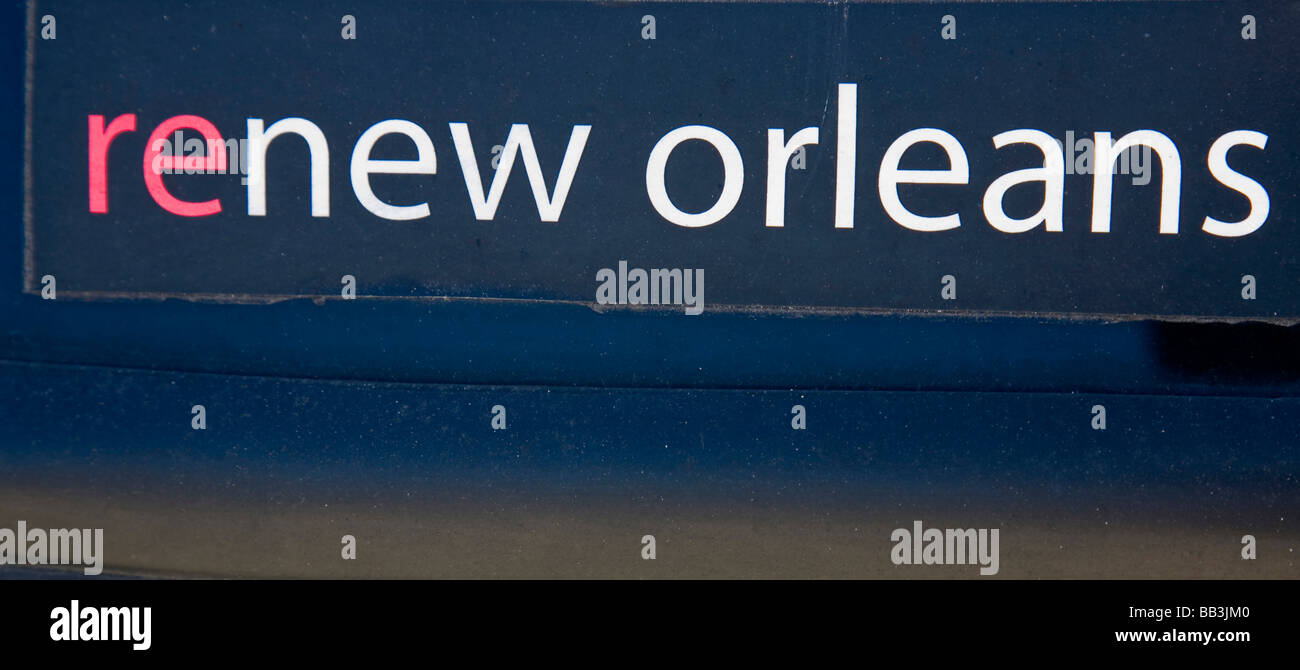 USA, Louisiana, New Orleans. Post-Katrina bumper sticker. Stock Photo