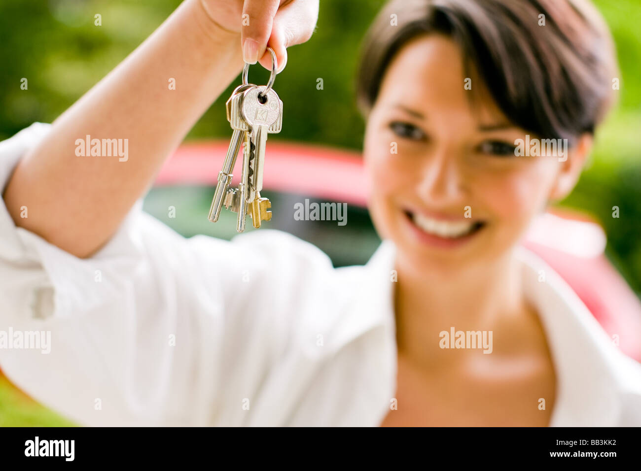 Woman with bunch of keys Stock Photo