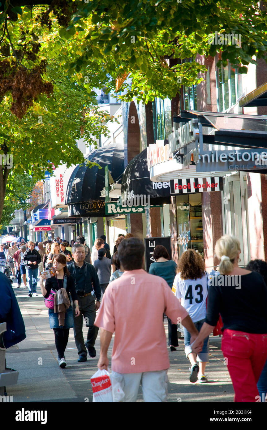 Robson street, one of the main shopping streets of Vancouver, BC