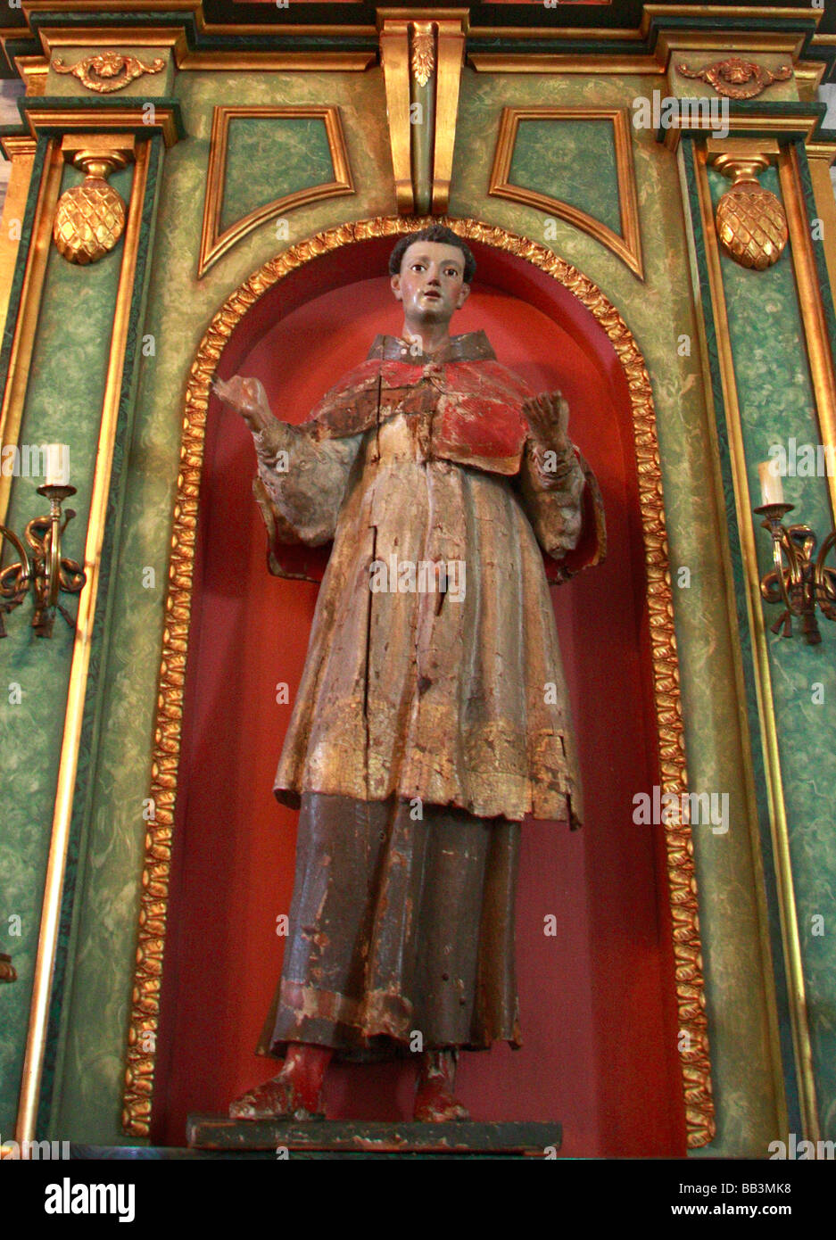 USA, California, Fremont. Carved religious statue inside Mission San