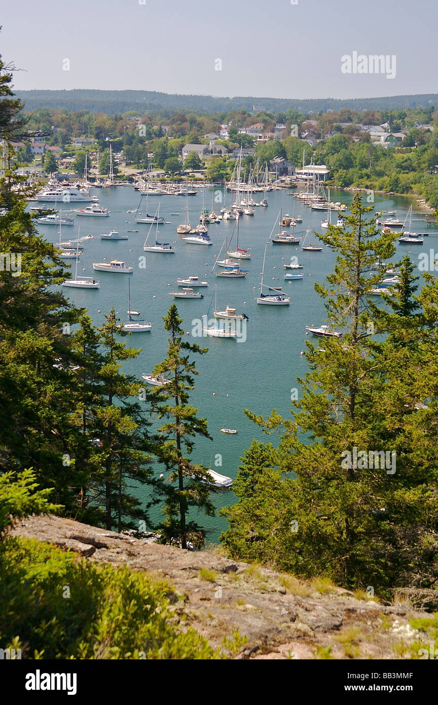 North America, USA, Maine, Northeast Harbor. Boats in the harbor & the