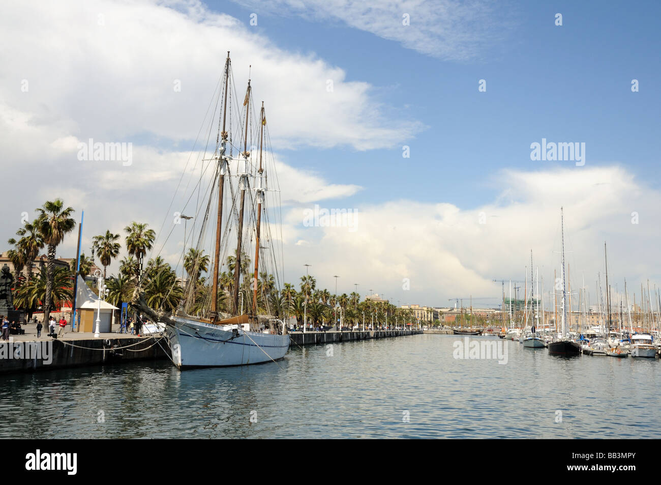 Old sailing ship in the harbor of Barcelona, Spain Stock Photo Alamy