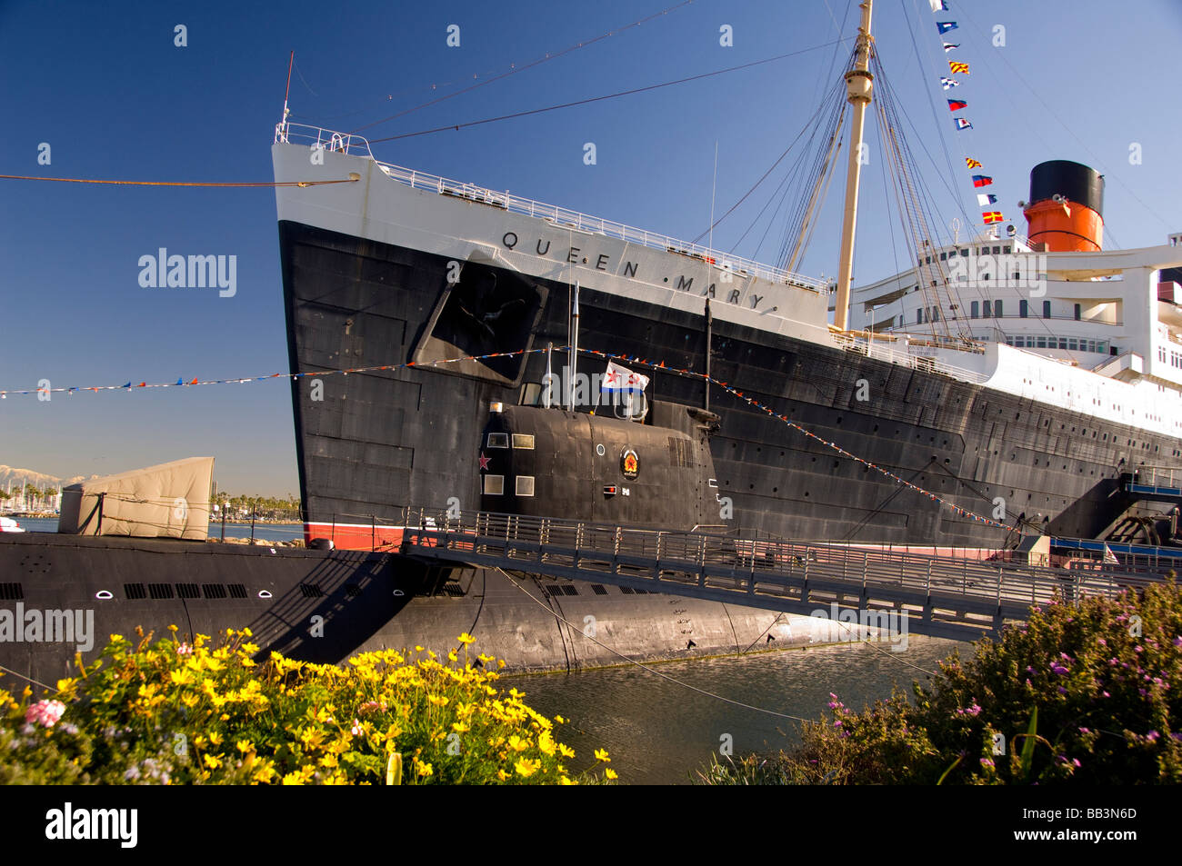 California, Long Beach, Queen Mary. Historic cruise ship permanently