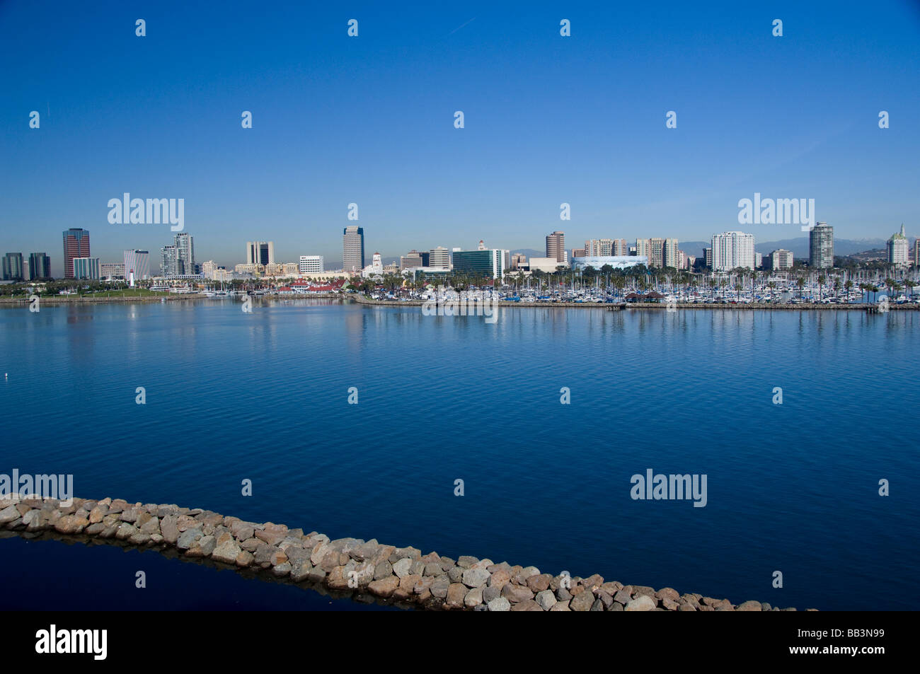 California, Long Beach. Skyline views of the port area of Long Beach