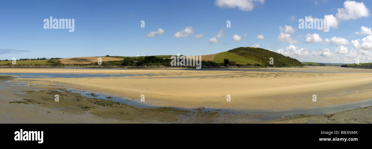 view from the camel trail cycleway estuary of the river camel padstow and rock cornish coast cornwall england uk Stock Photo