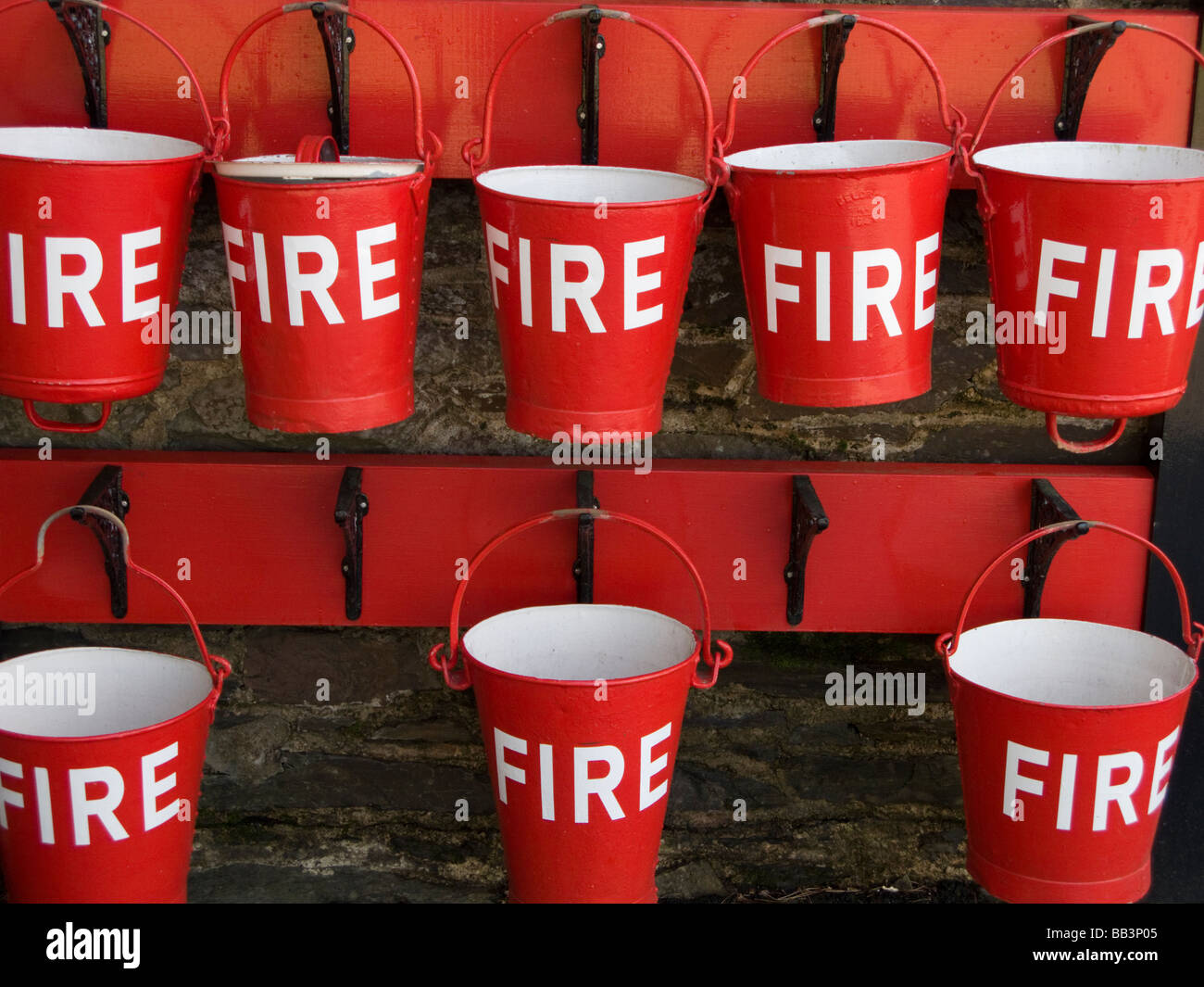 fire buckets filled with sand Stock Photo Alamy