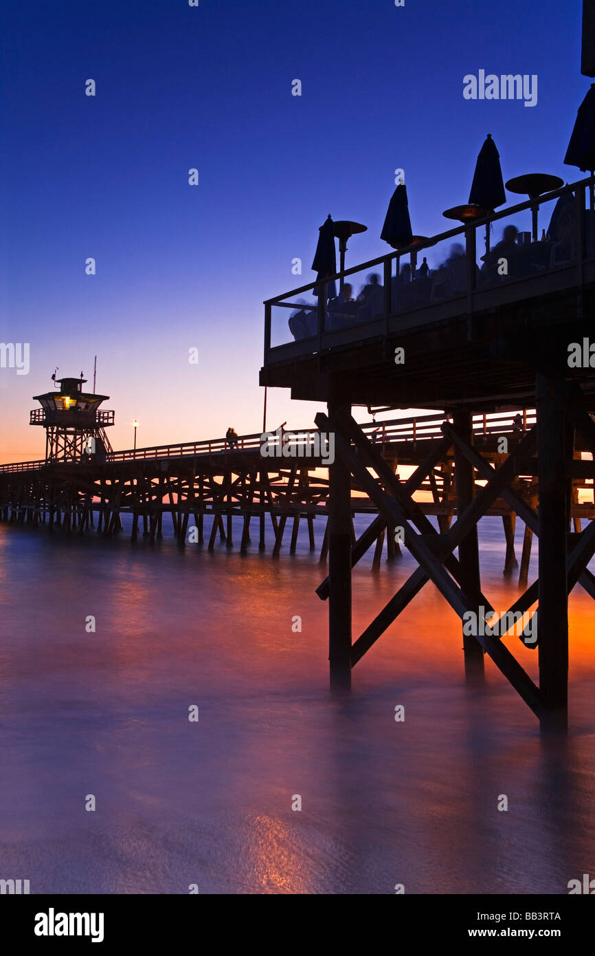 Municipal Pier at Sunset; San Clemente, California, USA Stock Photo