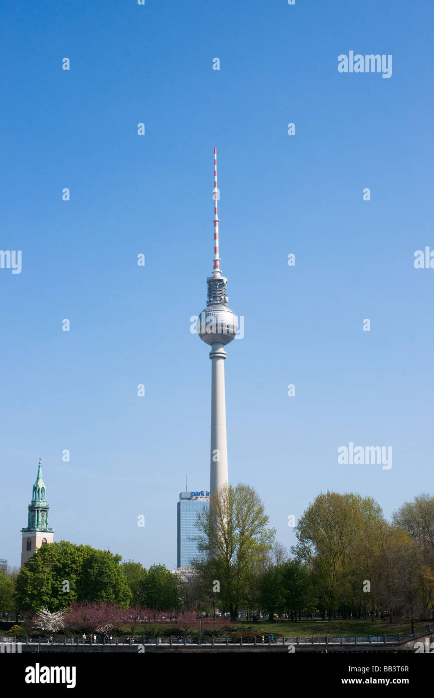 The TV tower at Alexanderplatz in Berlin Stock Photo