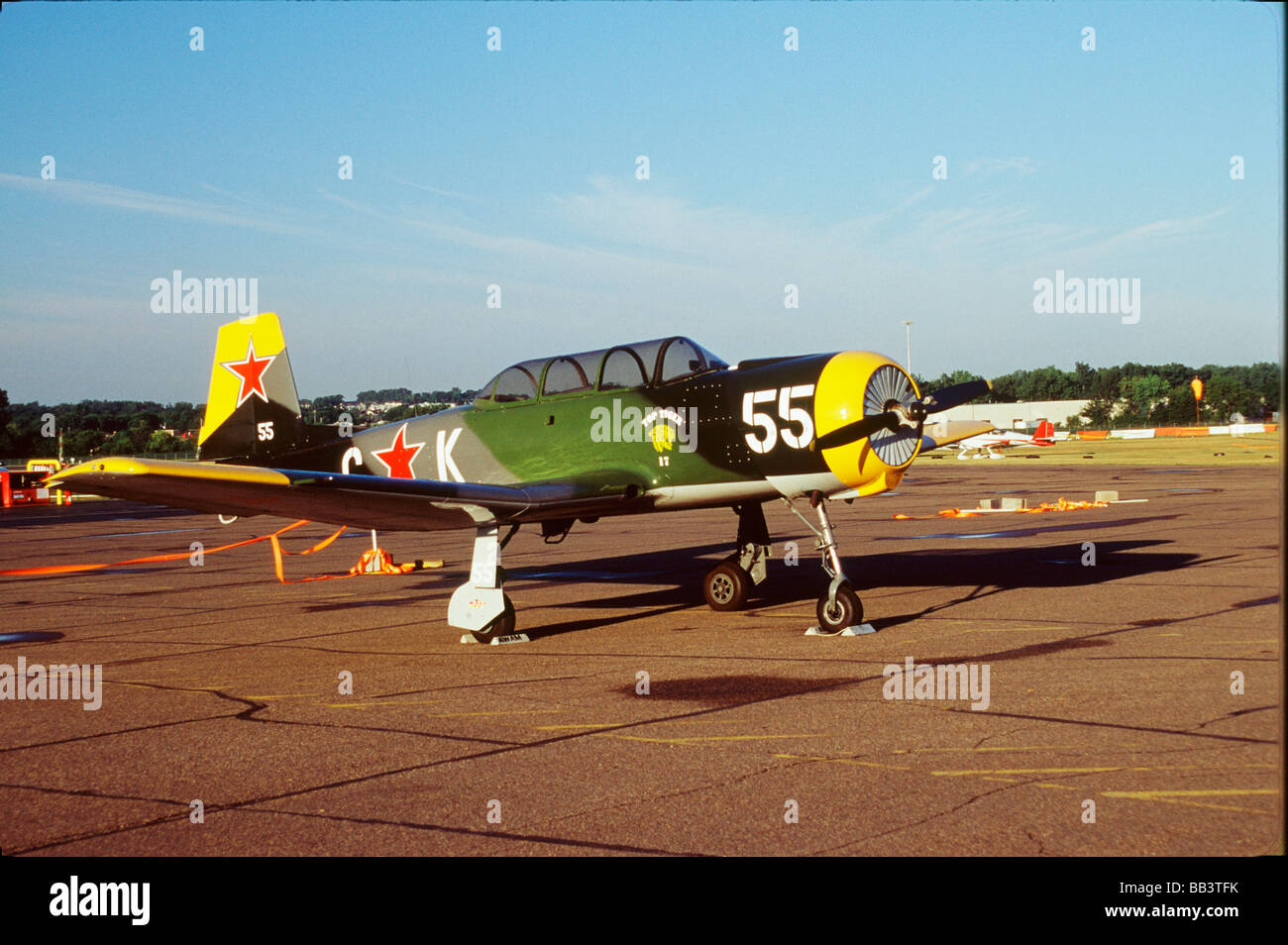 Yak-18U/Nanchang CJ5/6 Russian Trainer built by the Chinese that is shown during the CAF Air Show Stock Photo