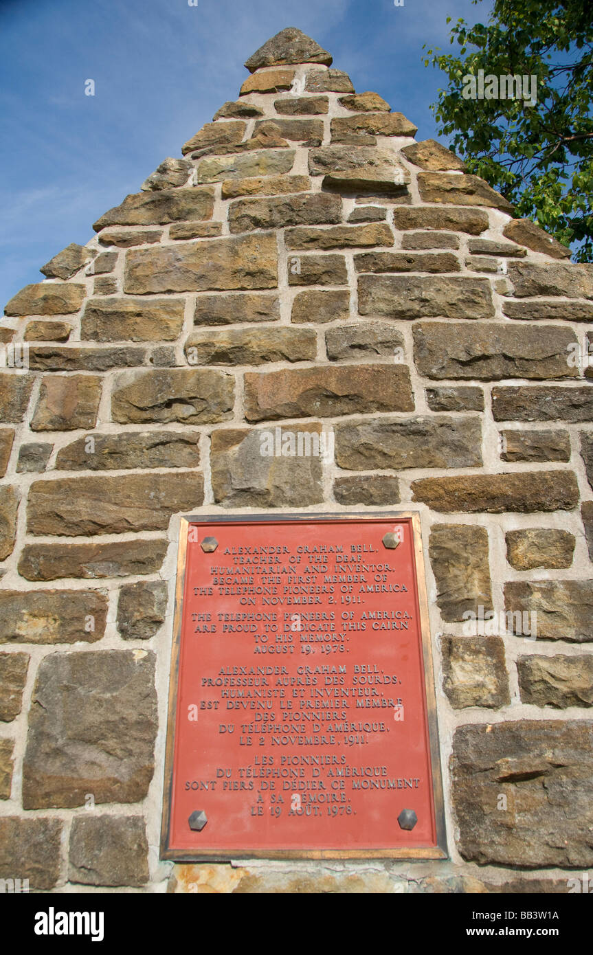 Canada, Nova Scotia, Cape Breton Island, Baddeck. Alexander Graham Bell Museum, National Historic Site. Bell monument. Stock Photo
