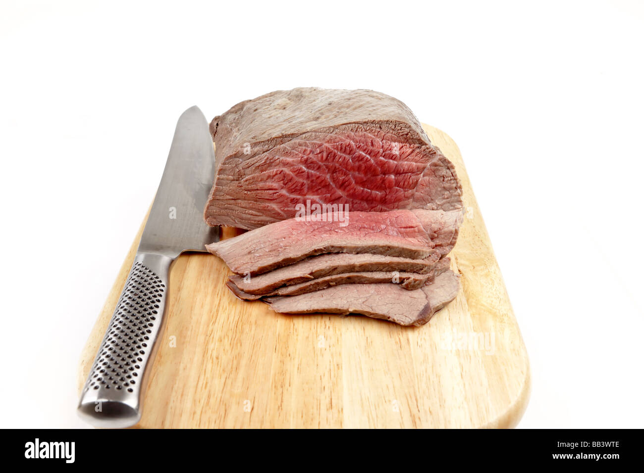 Medium rare Roast of beef sliced and ready for serving Stock Photo