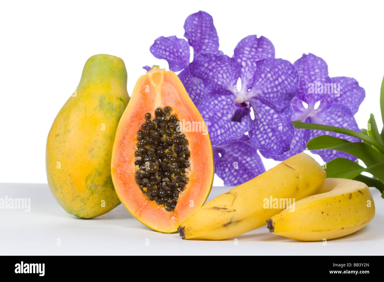 fruit with an orchid Stock Photo