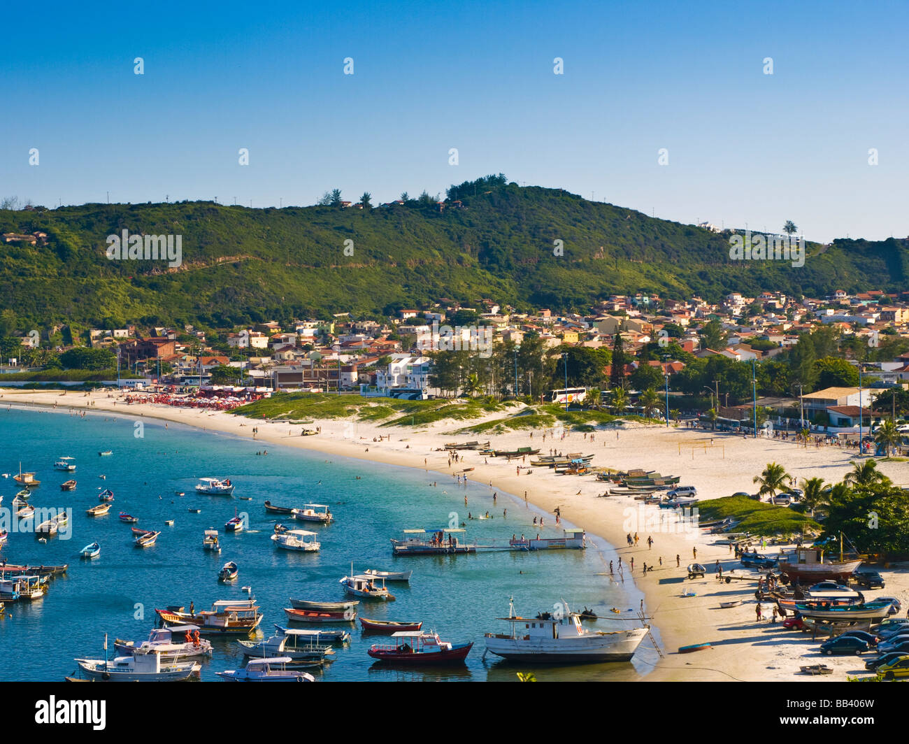 Praia dos Anjos beach harbour and port in Arraial do Cabo resort town ...
