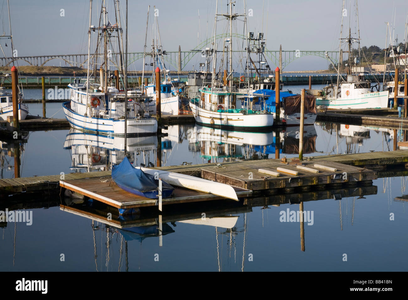 Port In Oregon OR, Oregon Coast, Newport, Commercial fishing fleet at the Port of ...