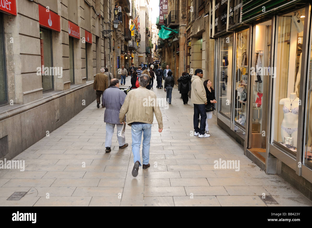 Street in Barri Gotic, Barcleona, Spain Stock Photo