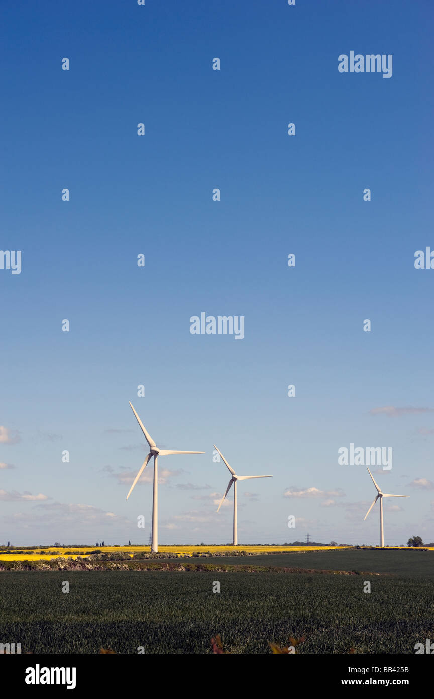 Wind turbines on a clear blue day Stock Photo