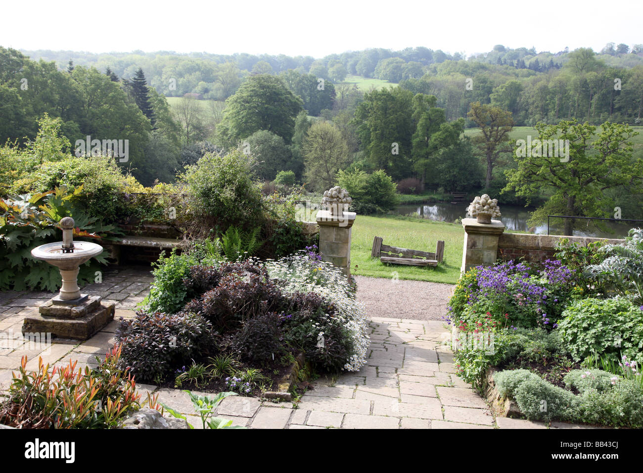 The Little Garden looking down to the Lakes Gravetye Manor home to William Robinson 1885 - 1935 Stock Photo