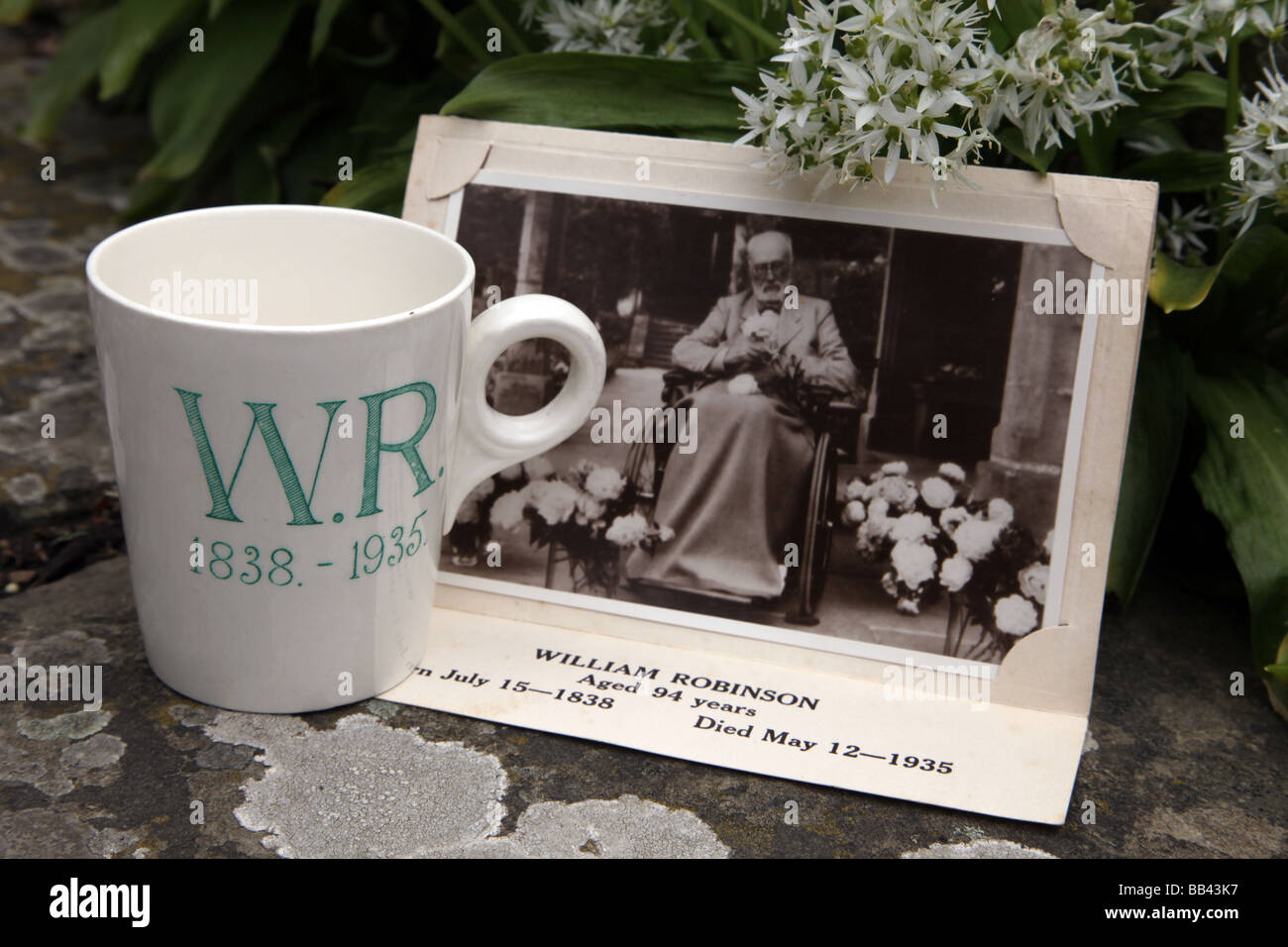 William Robinson mementoes and a photograph of him in the nineties Gravetye Manor West Sussex Stock Photo