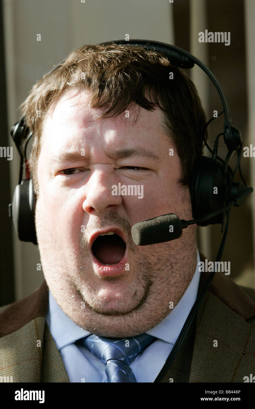 Comedian and broadcaster Johnny Vegas attends the Cheltenham Races in Gloucestershire Stock Photo