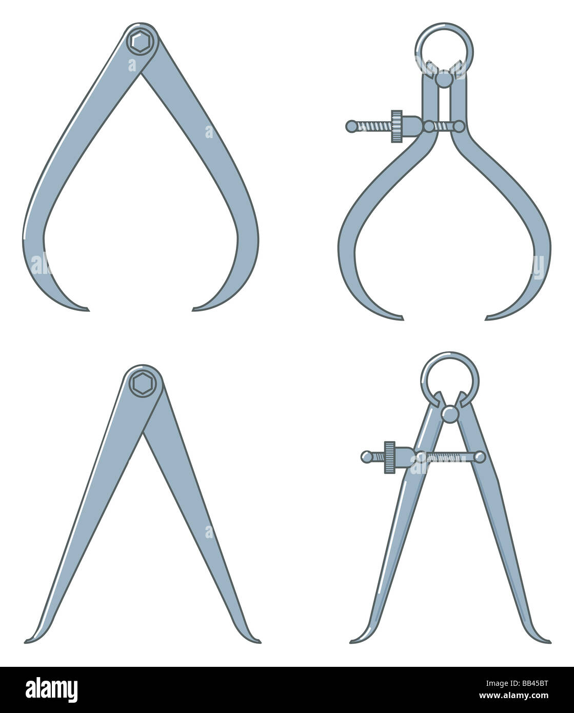 Illustration of different types of calipers. Stock Photo