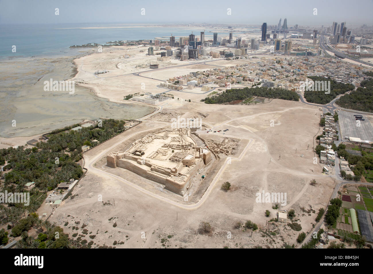 Aerial photograph of Bahrain Fort Manama Stock Photo