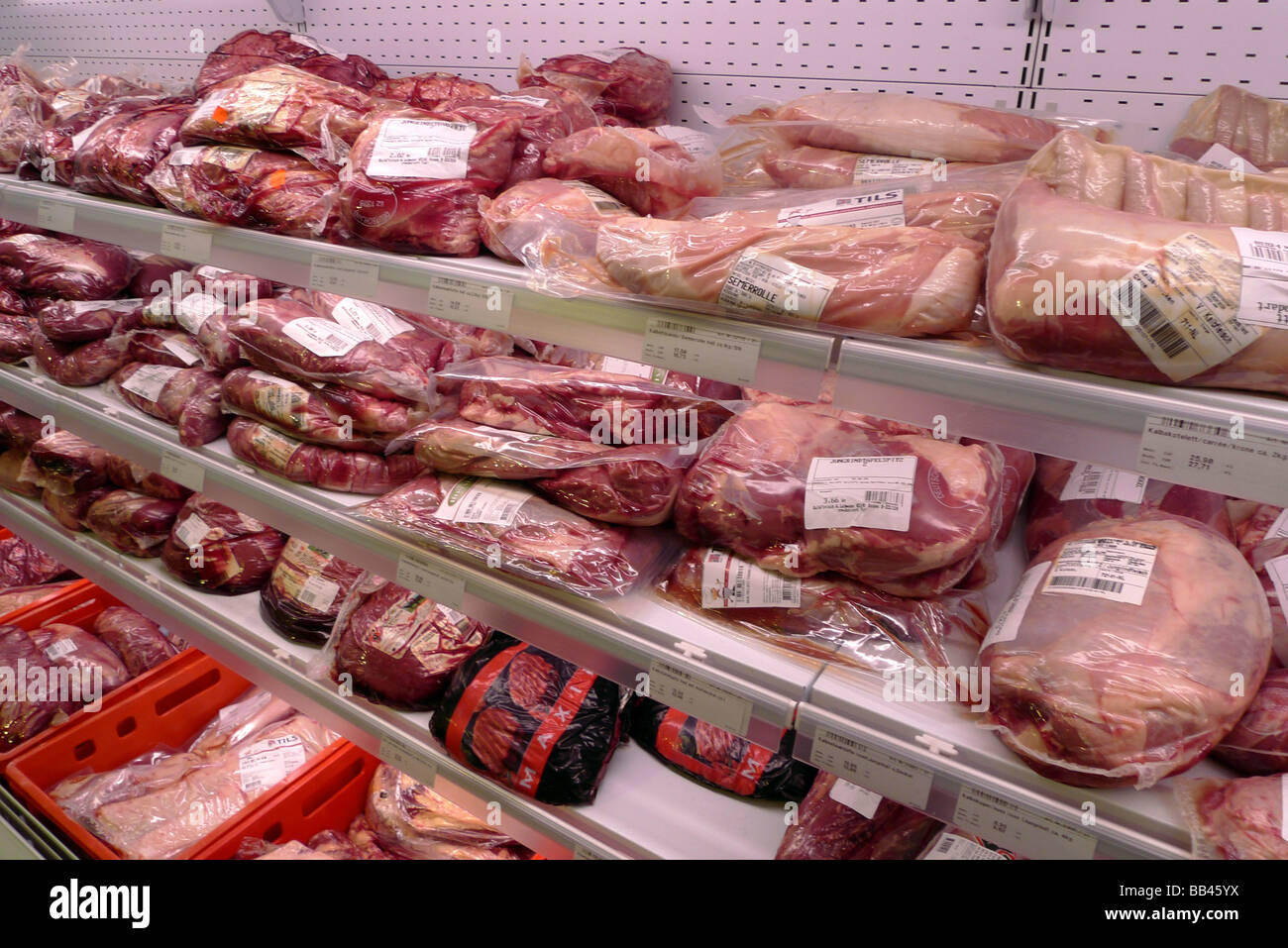 Meat bar at a supermarket Stock Photo