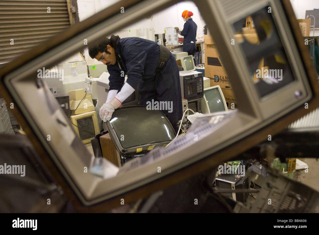 Computer recycling in Brockton, Massachusetts. Stock Photo