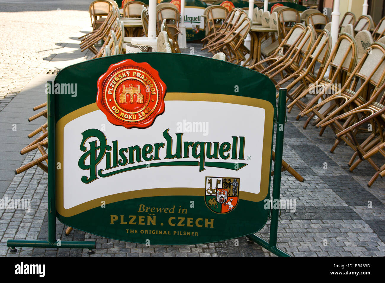 Pilsner Urquell beer sign, one of the most popular beers in the world