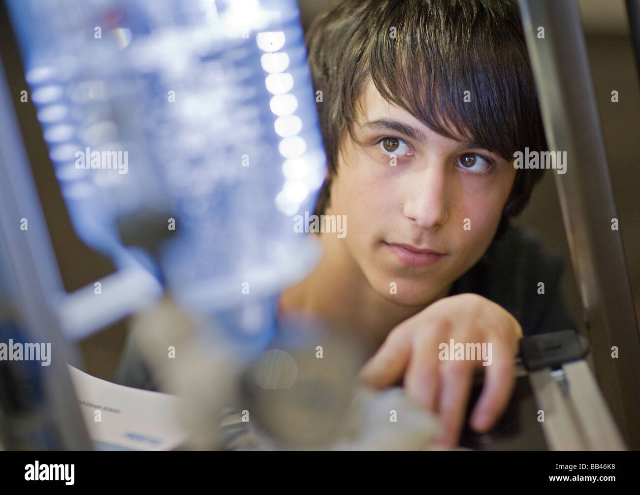 Student at chemistry class Stock Photo