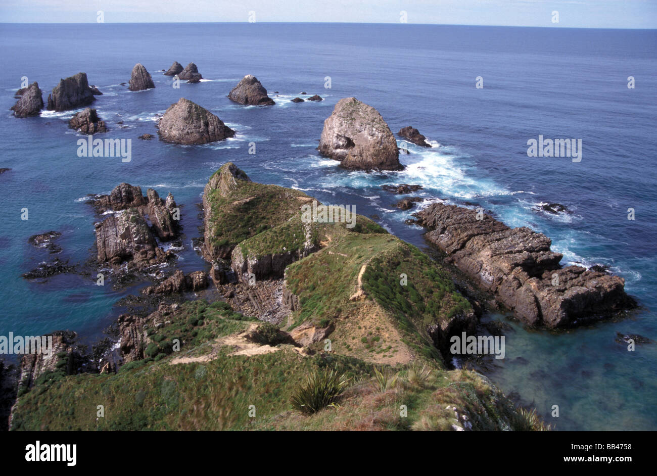 stacks headland Nugget Point Catlins coast South Island New Zealand Pacific Ocean Stock Photo