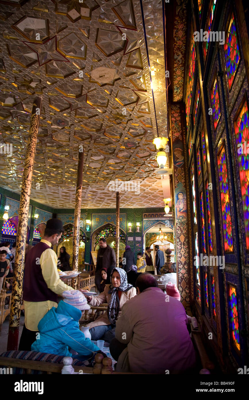 Colorful traditional Iranian restaurant in Esfahan, Iran. Stock Photo