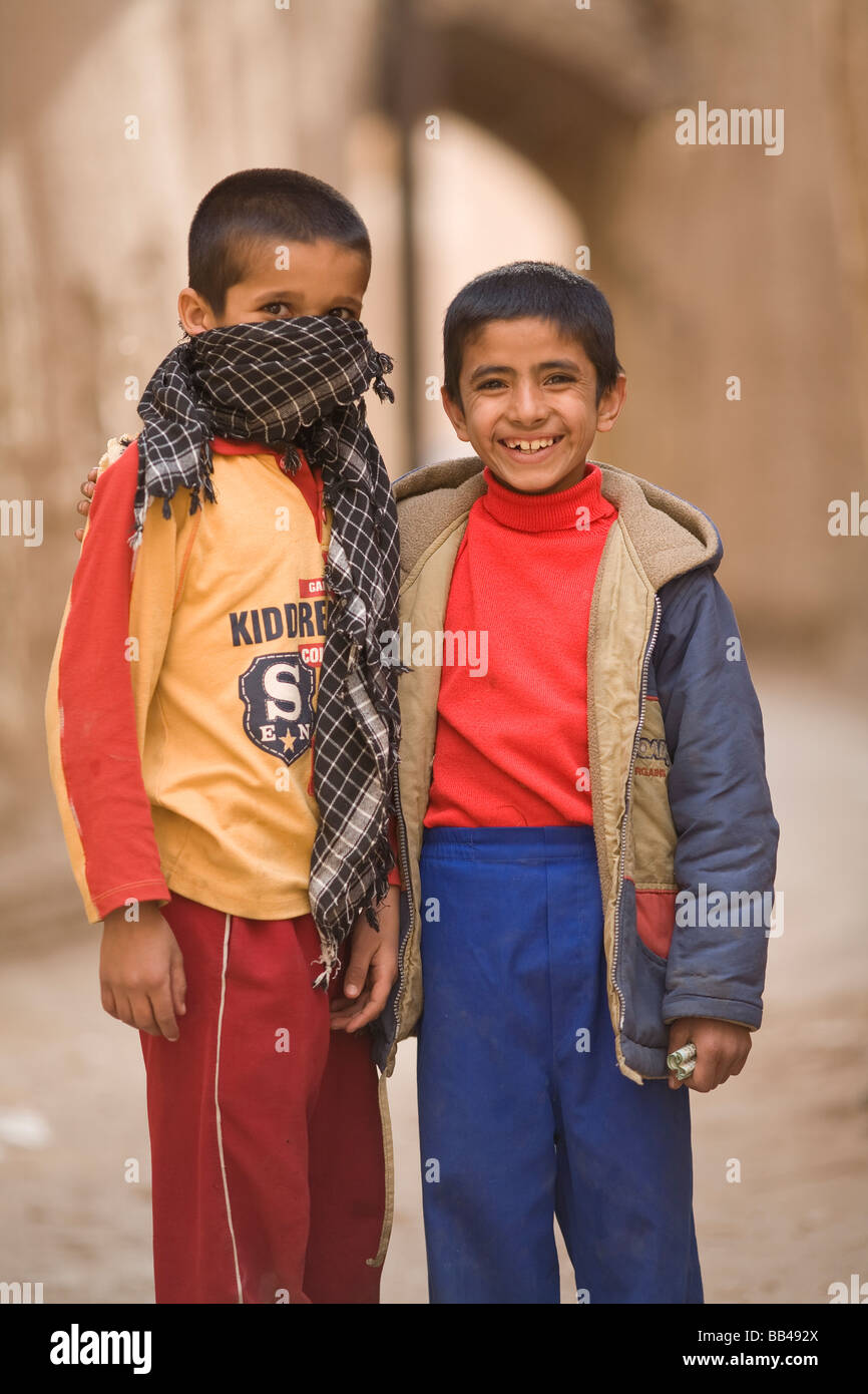 Portrait of school friends in Yazd, Iran Stock Photo