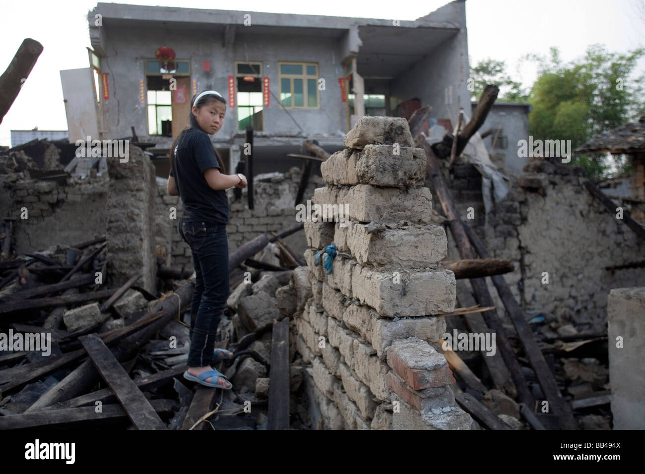 Devastation following an earthquake in Sichuan, China. Stock Photo
