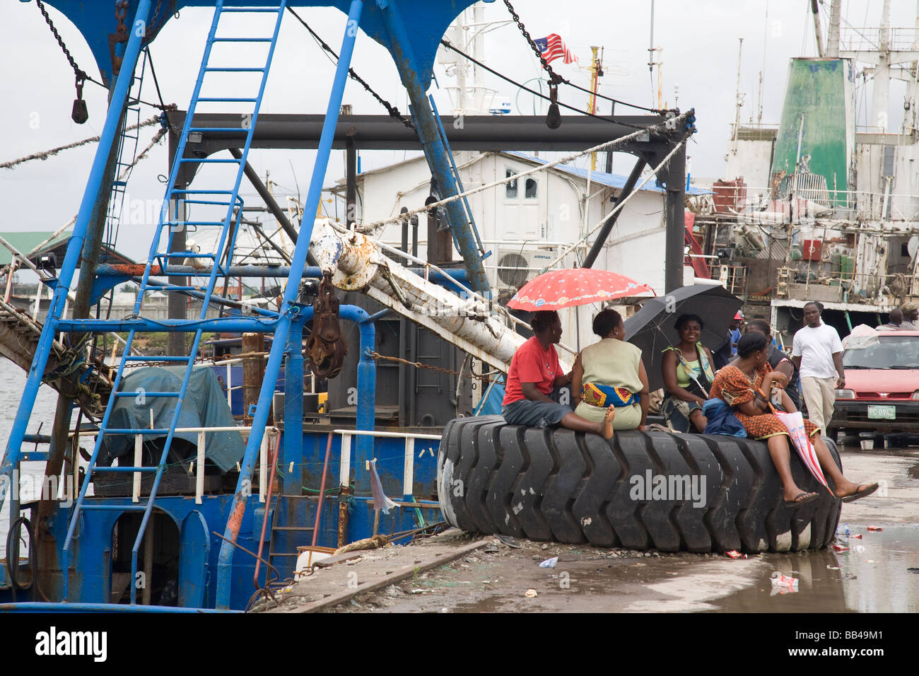 Commercial fishing dock in Monrovia in Liberia. Stock Photo