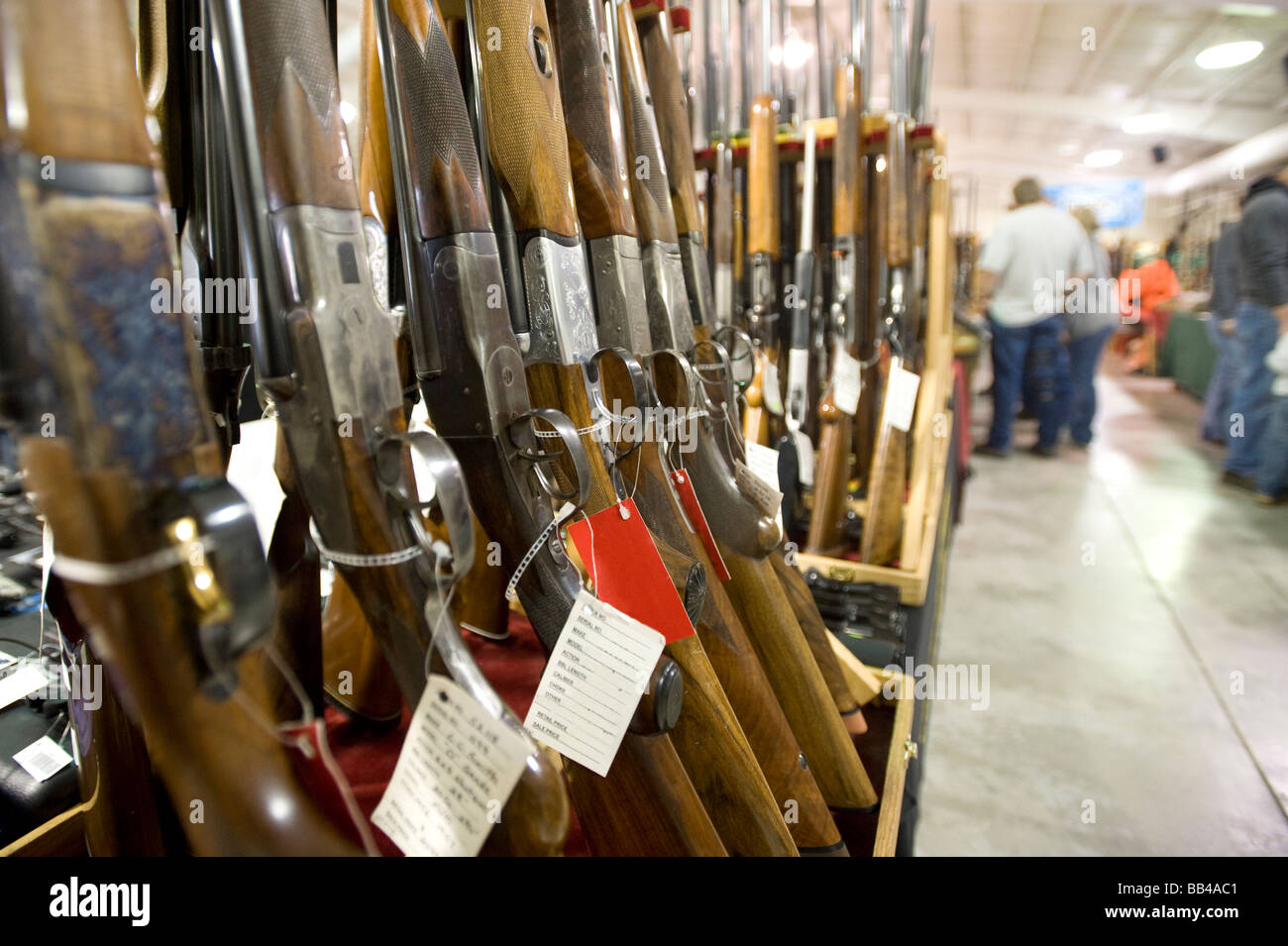 Rows of guns for sale at a gun show in Oregon Stock Photo Alamy