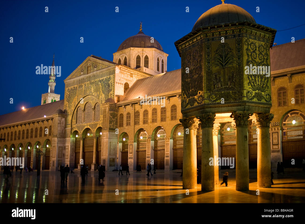 Umayyad Mosque at night in Damascus, Syria. Stock Photo