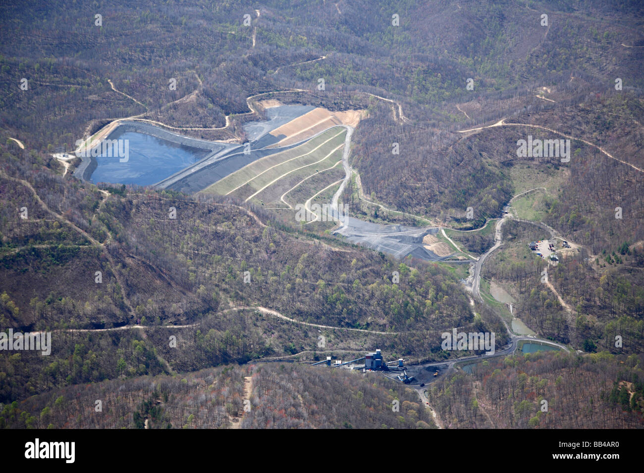 Aerial view Mountaintop Removal coal mining in West Virginia Stock