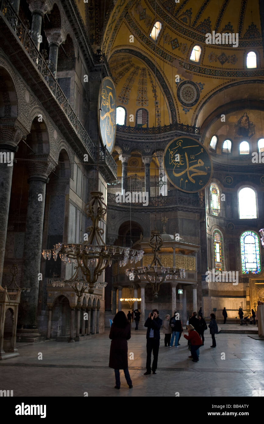 Inside Aya Sofia in Istanbul, Turkey. Stock Photo