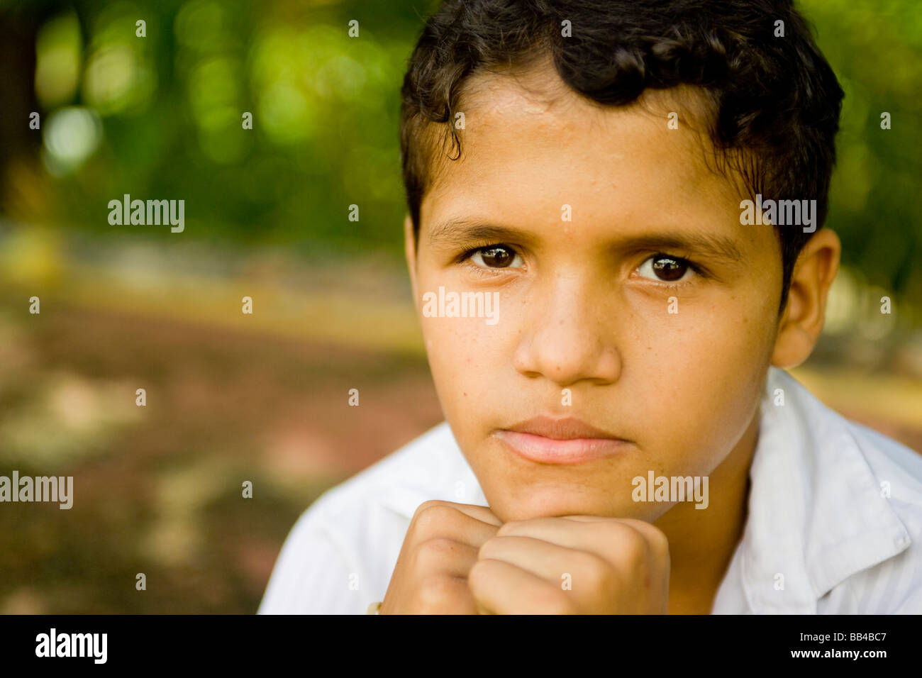 Portrait of a student in the Gustavo Machado Orphanage, Caracas, Venezuela. Stock Photo