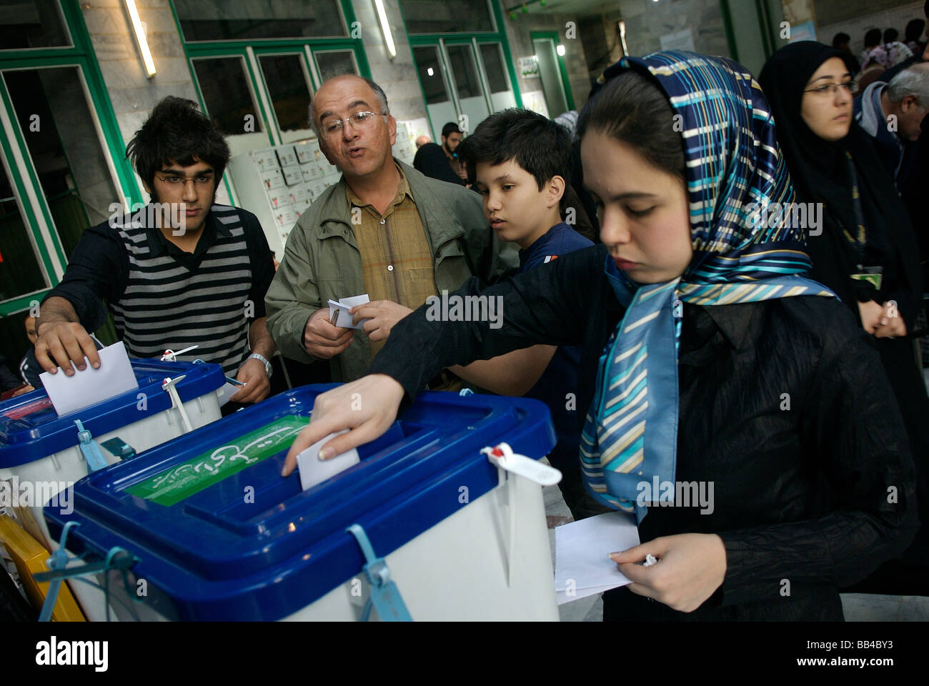 Iranians voting in Iran's parliamentary election in Tehran, Iran. Stock Photo