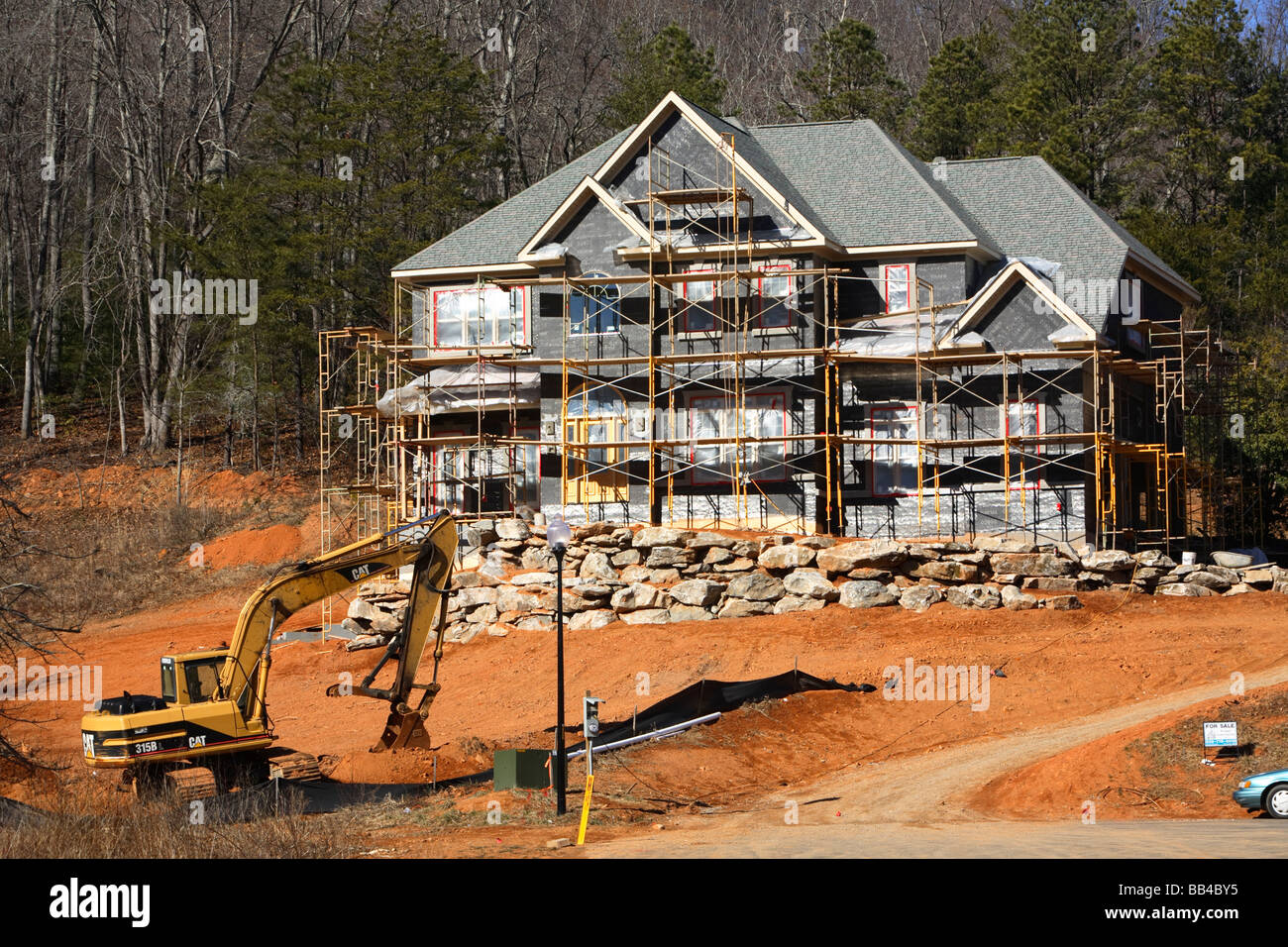 New home construction site in Fairview, a suburb of Asheville, NC Stock
