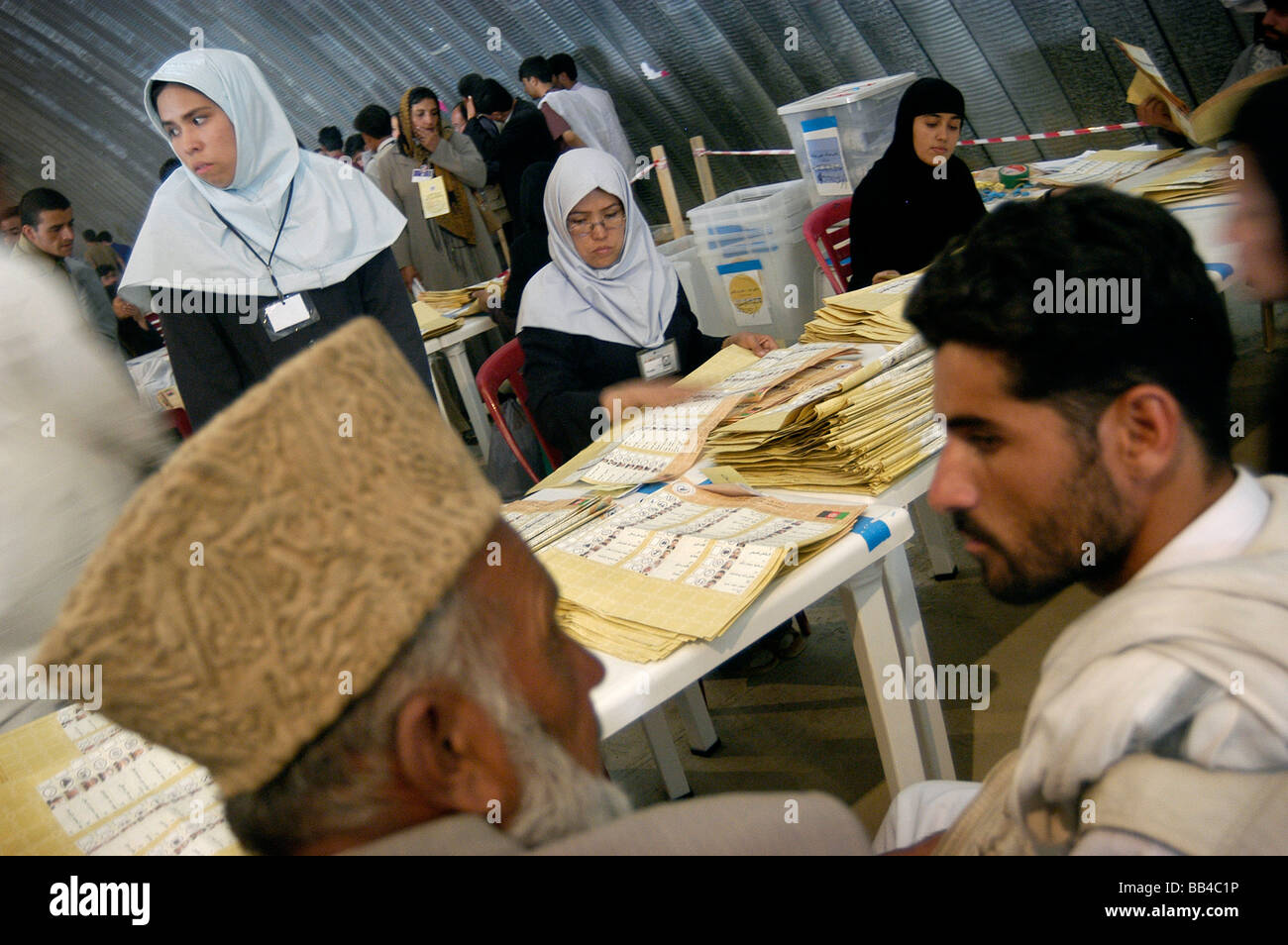 Casting of ballots from parliamentary elections in Kabul. Stock Photo