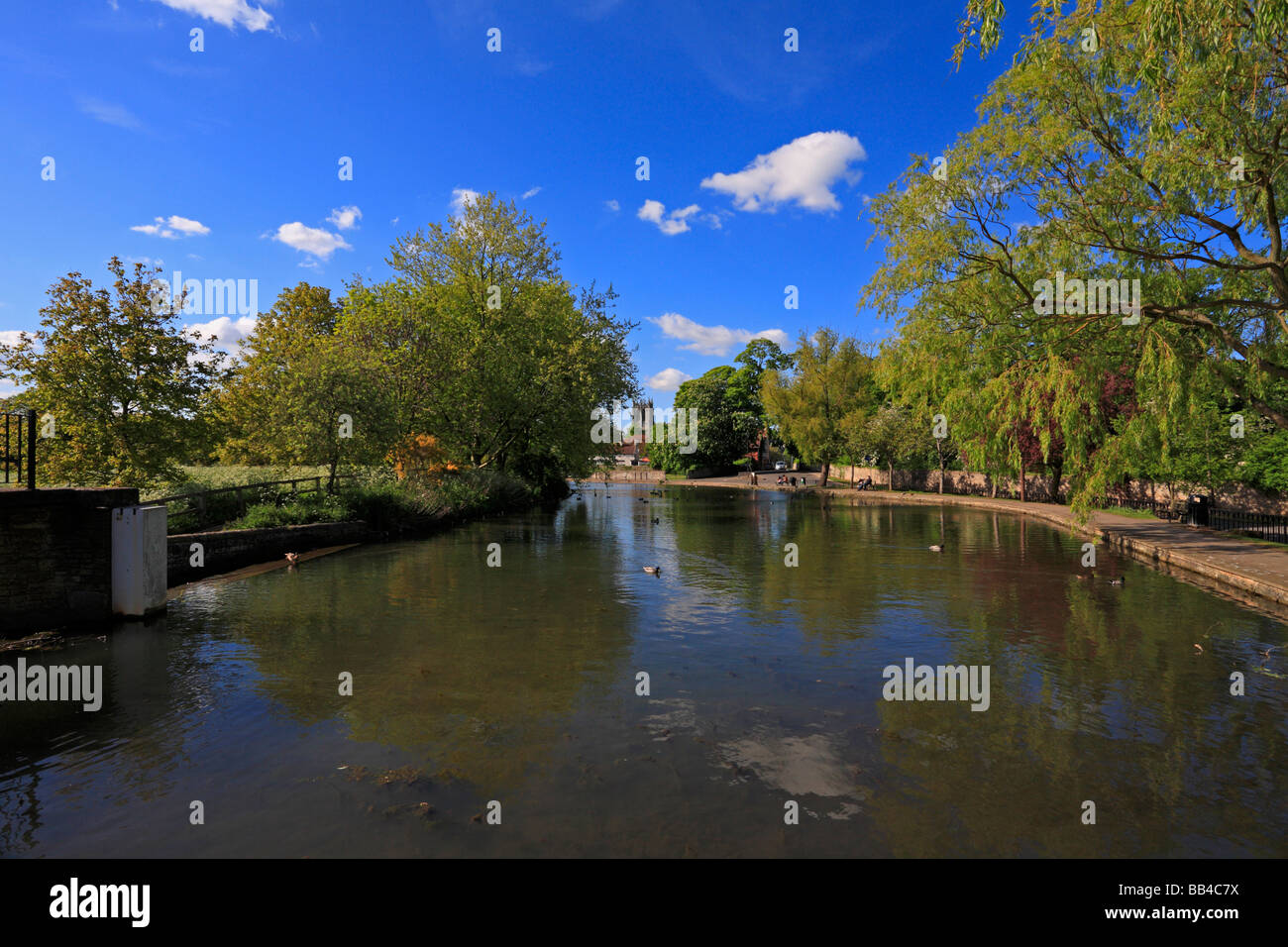 Mill Dam towards the Church at Tickhill, Doncaster, South Yorkshire, England, UK. Stock Photo