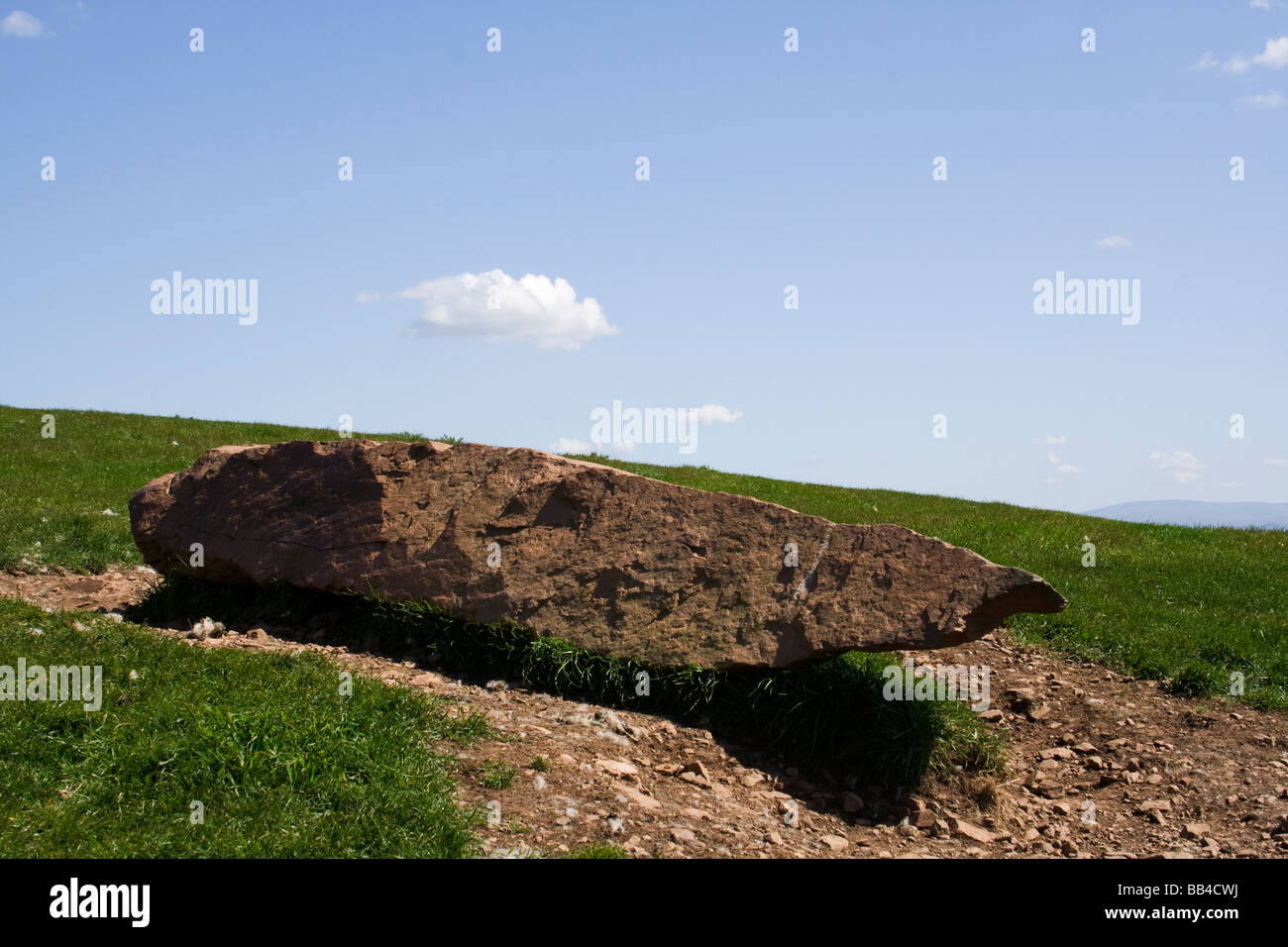 Fallen standing stone Stock Photo