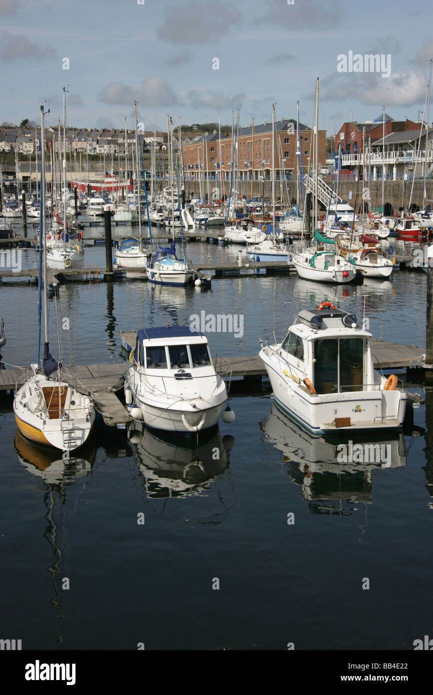 Town of Milford Haven, Wales. Leisure craft berthed at the Milford