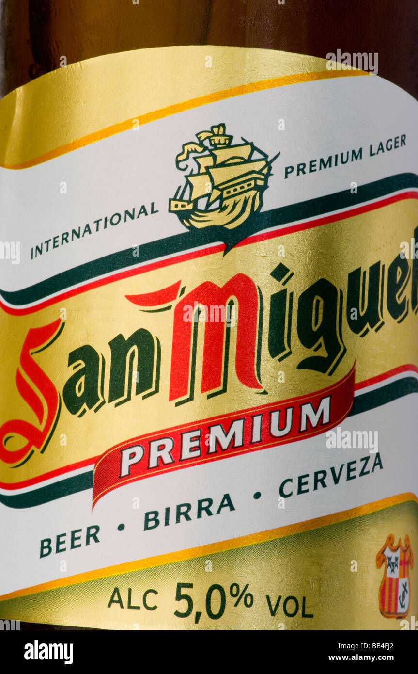 Spanish Beer San Miguel Bottle Label Stock Photo Alamy