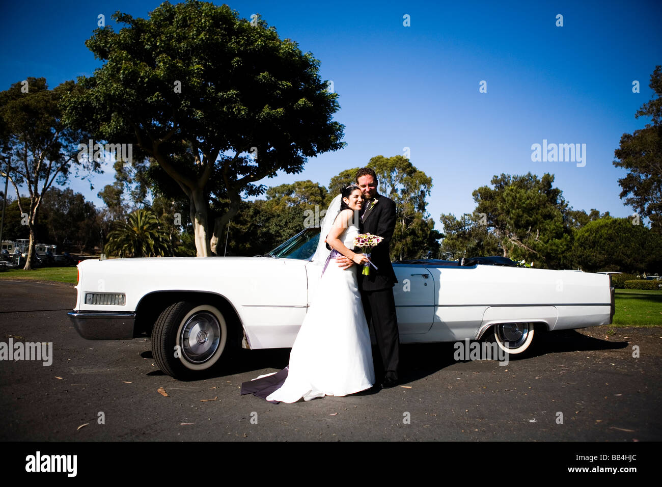 Bride groom pose outdoors hi-res stock photography and images - Alamy