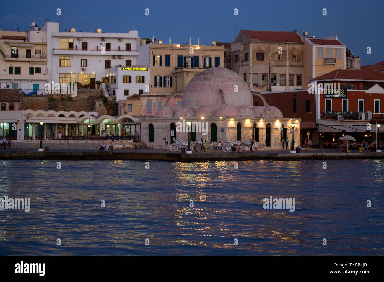 Greek Island Of Crete And Old Town Of Chania Evening Light Along The 